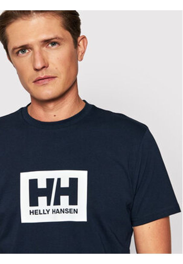 Helly Hansen T-Shirt Box 53285 Granatowy Regular Fit. Kolor: niebieski. Materiał: bawełna