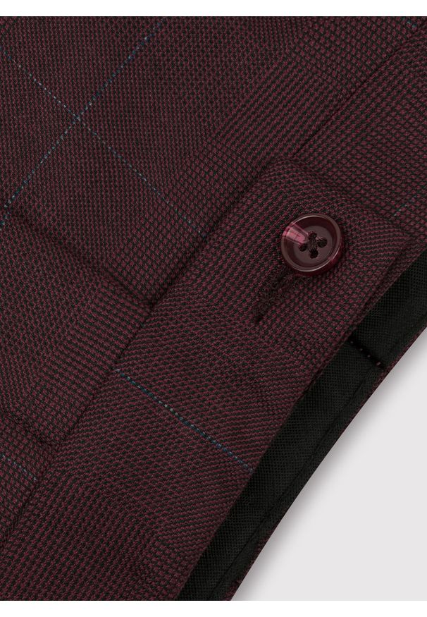 Pako Lorente - PAKO LORENTE – Bordowe spodnie garniturowe w subtelną kratę. Kolor: czerwony. Materiał: poliester, elastan, wiskoza