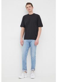 Resteröds t-shirt bawełniany kolor czarny gładki. Kolor: czarny. Materiał: bawełna. Wzór: gładki