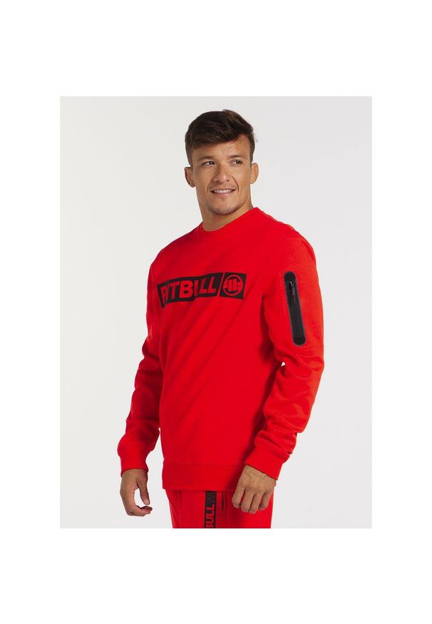 PITBULL - Bluza męska Pitbull Beyer. Typ kołnierza: kaptur. Kolor: czerwony. Sport: fitness