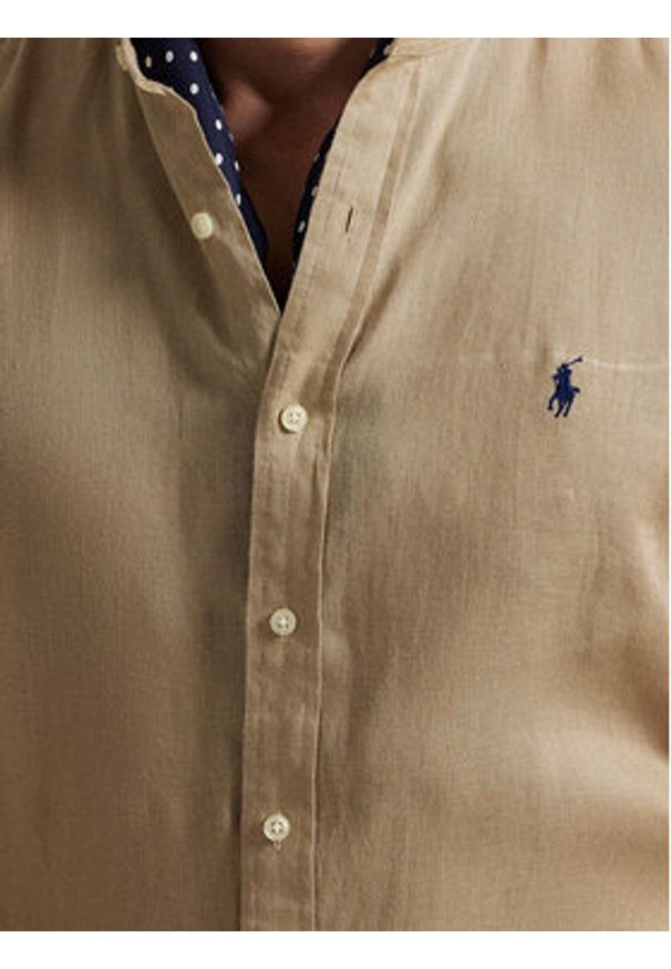 Polo Ralph Lauren Koszula 710968925004 Beżowy Slim Fit. Typ kołnierza: polo. Kolor: beżowy. Materiał: len