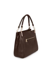 Kazar - Skórzana ciemnobrązowa torebka z miękkiej skóry. Kolor: brązowy. Wzór: aplikacja. Materiał: skórzane. Styl: klasyczny #3