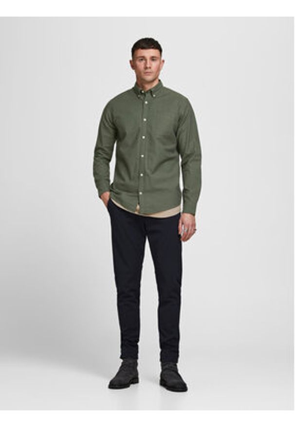 Jack & Jones - Jack&Jones Koszula 12182486 Zielony Slim Fit. Kolor: zielony. Materiał: bawełna