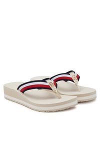 TOMMY HILFIGER - Tommy Hilfiger Japonki Th Corp Mid Wedge Beach Sandal FW0FW08517 Beżowy. Kolor: beżowy. Materiał: materiał #5