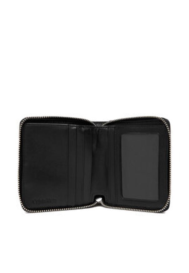 Calvin Klein Portfel Embossed Woven Zip Billfold LV04D1112G Czarny. Kolor: czarny. Materiał: skóra