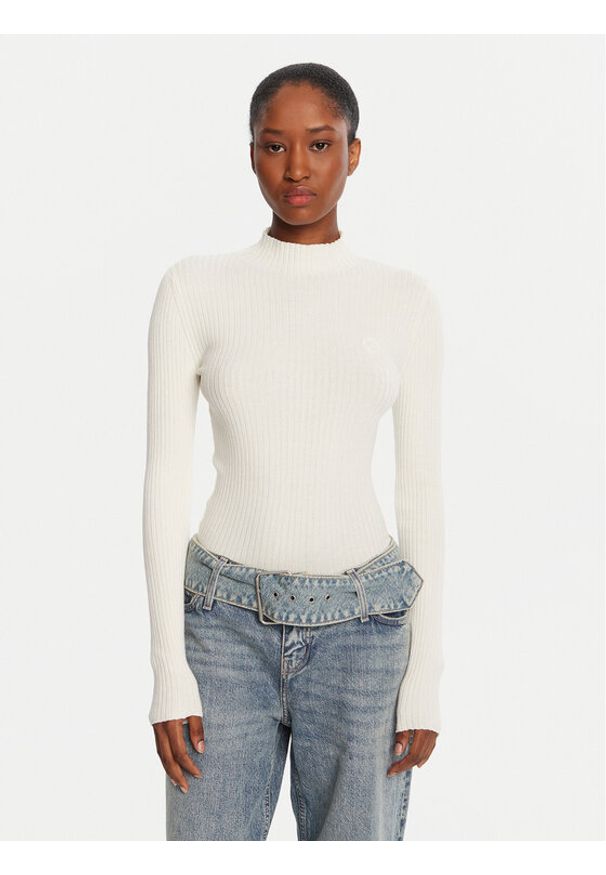 Hugo - HUGO Sweter Sarmie_B 50522578 Écru Slim Fit. Materiał: syntetyk