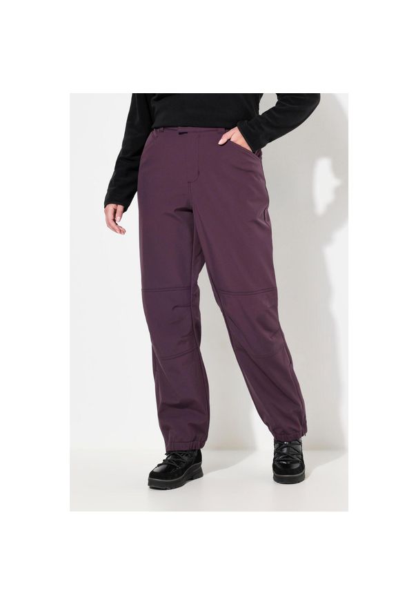ULLA POPKEN - Damskie Spodnie softshell wodoodporne profilowane kolana polarowa podszewka. Kolekcja: plus size. Kolor: fioletowy, różowy, wielokolorowy. Materiał: poliester, materiał. Sport: turystyka piesza