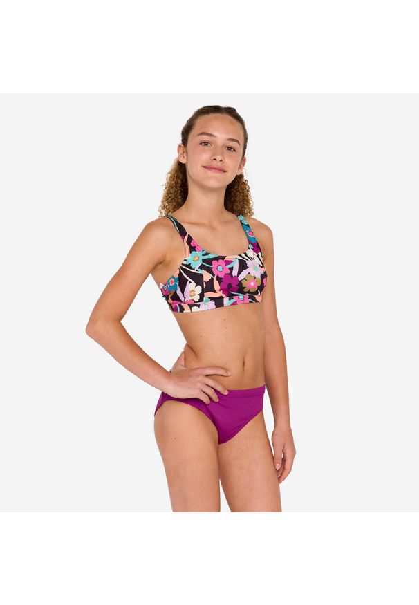 OLAIAN - Góra kostiumu kąpielowego surfingowego dla dzieci Olaian 500 Nora Azalea. Kolor: fioletowy. Materiał: materiał, poliester, elastan