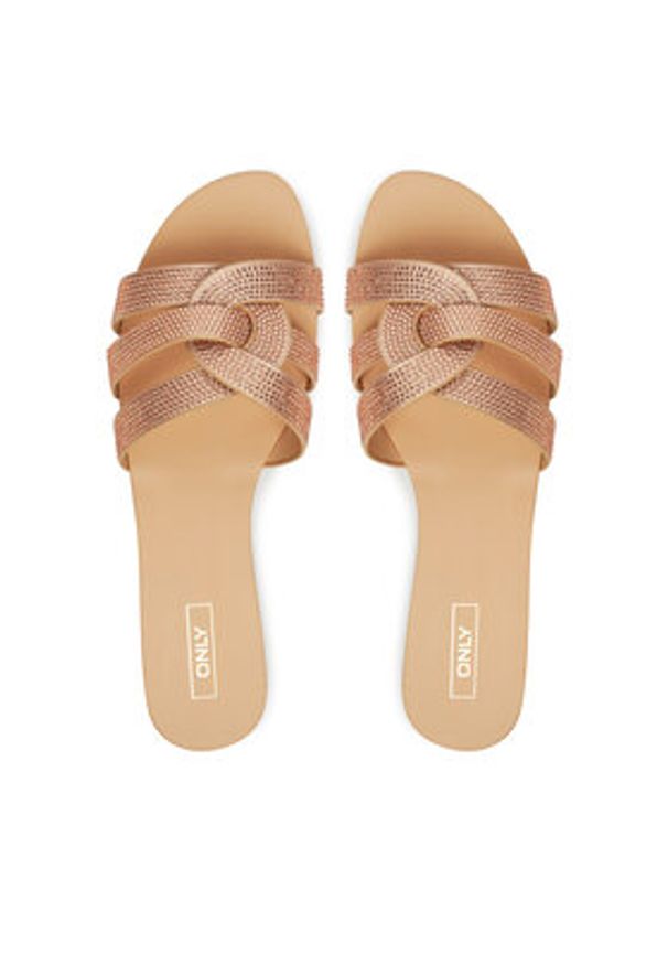 ONLY Shoes Klapki 15340950 Różowe złoto. Kolor: złoty, różowy, wielokolorowy. Materiał: materiał