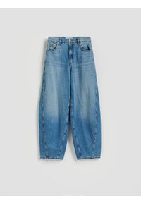 Reserved - Jeansy barrel leg - niebieski. Kolor: niebieski