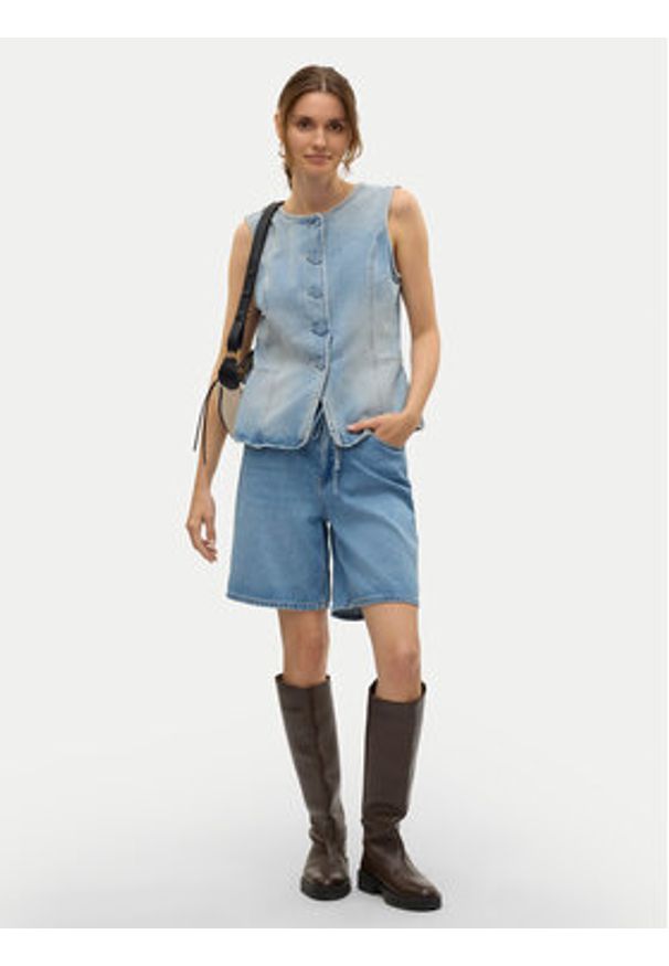 Vero Moda Szorty jeansowe Villa 10326196 Niebieski Loose Fit. Kolor: niebieski. Materiał: bawełna
