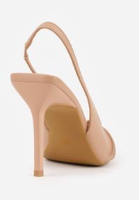 Renee - Ciemnobeżowe Sandały na Szpilce VICES z Metaliczną Ozdobą i Marszczeniem Orinlisa. Kolor: beżowy. Wzór: aplikacja. Sezon: lato. Obcas: na szpilce #3