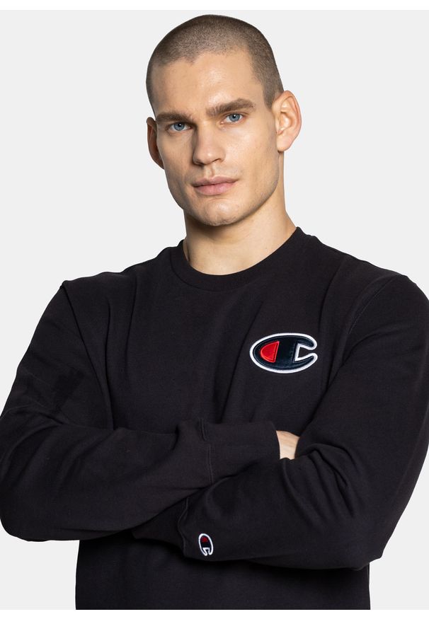 Bluza Champion Satin C Logo Cotton Terry Sweatshirt (214189-KK001). Kolor: czarny. Materiał: materiał. Styl: elegancki, sportowy