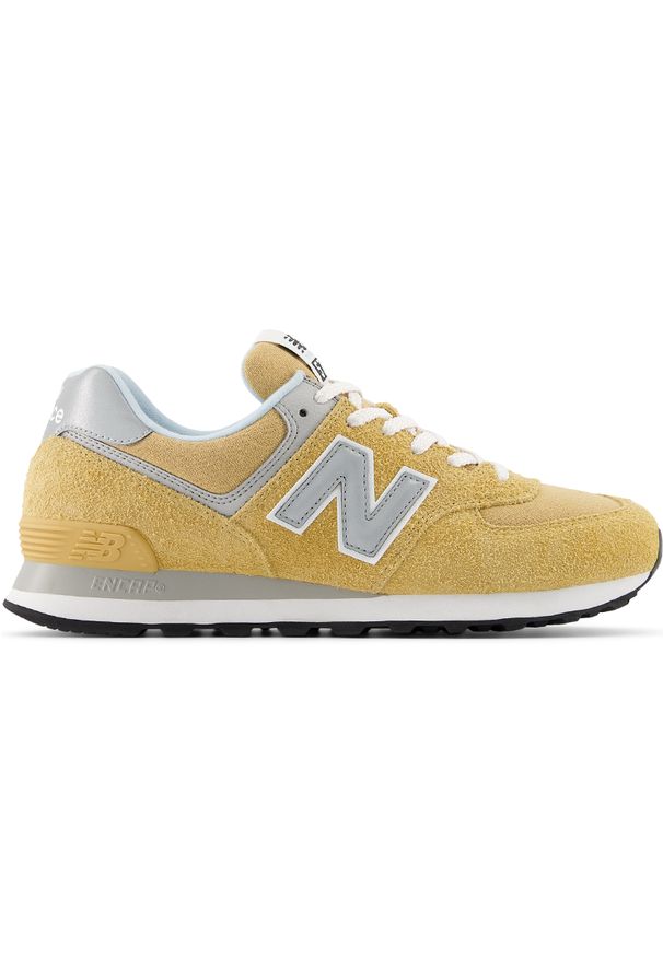 Buty unisex New Balance U574PGW – żółte. Okazja: na co dzień. Kolor: żółty. Materiał: guma, skóra, zamsz, materiał, syntetyk. Szerokość cholewki: normalna. Model: New Balance 574