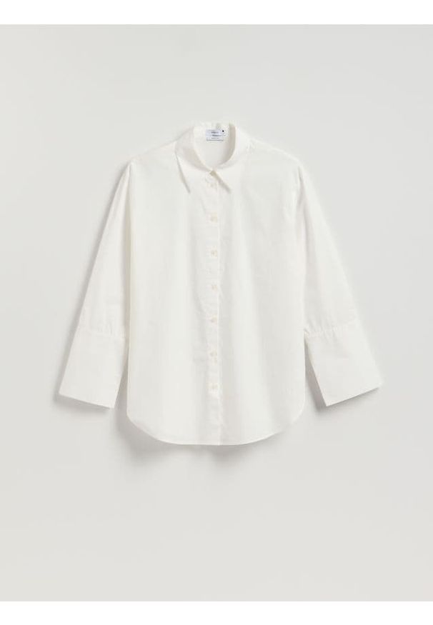 Reserved - Bawełniana koszula - biały. Kolor: biały. Materiał: bawełna