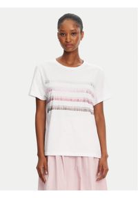 Marella T-Shirt Foglia 2515971042 Biały Regular Fit. Kolor: biały. Materiał: bawełna