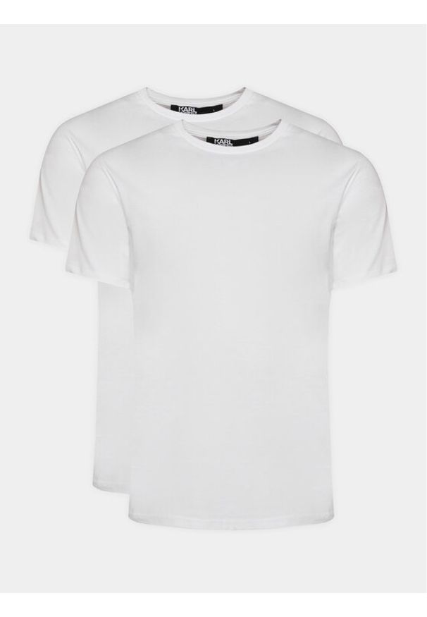 Karl Lagerfeld - KARL LAGERFELD Komplet t-shirtów 765000 500298 Biały Slim Fit. Typ kołnierza: dekolt w karo. Kolor: biały. Materiał: bawełna