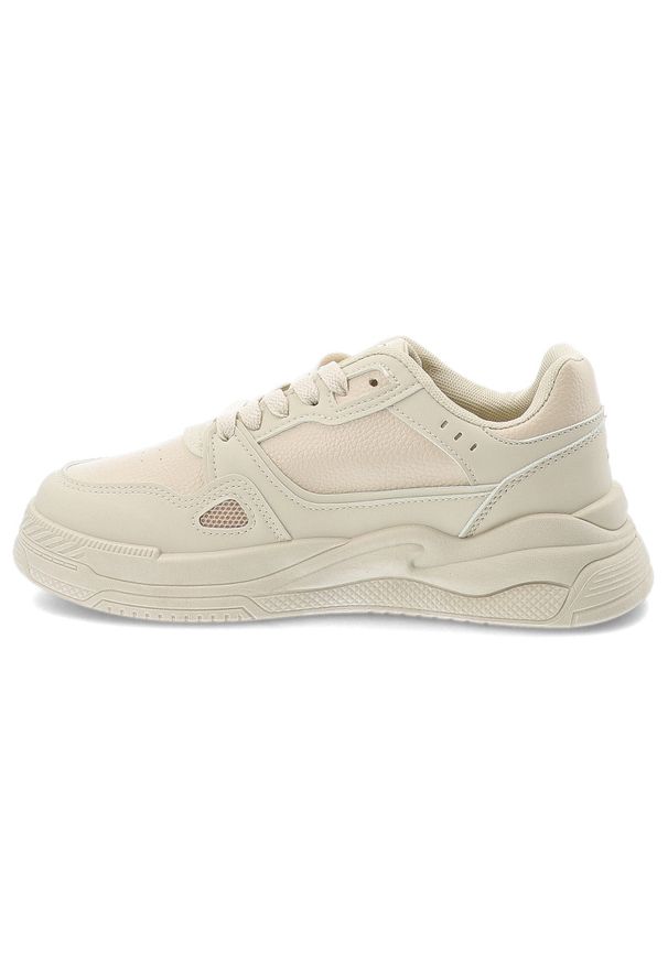 Big-Star - Beżowe Sneakersy Big Star Modne Obuwie Damskie. Okazja: na co dzień. Zapięcie: sznurówki. Kolor: beżowy. Materiał: syntetyk, materiał. Szerokość cholewki: normalna