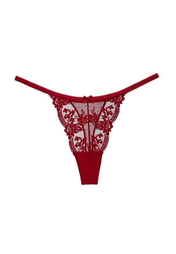 Intica - Stringi koronkowe trójkątne na każdą okazję Eladia. Kolor: czerwony. Materiał: koronka. Wzór: koronka