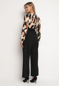 Born2be - Beżowo-Czarny Kombinezon o Kopertowym Kroju z Dodatkowym Paskiem i Wzorzystą Górą Tinasirae. Okazja: na co dzień. Kolor: czarny. Materiał: tkanina. Styl: casual, elegancki #7