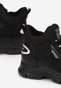 Born2be - Czarne Botki Ściągane Gumką na Grubej Podeszwie z Brokatowymi Wstawkami Sikafe. Wysokość cholewki: za kostkę. Nosek buta: okrągły. Kolor: czarny. Szerokość cholewki: normalna. Obcas: na płaskiej podeszwie #4