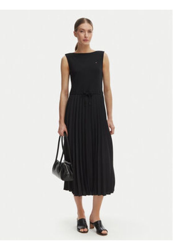 TOMMY HILFIGER - Tommy Hilfiger Sukienka codzienna WW0WW49312 Czarny Regular Fit. Okazja: na co dzień. Kolor: czarny. Materiał: syntetyk. Typ sukienki: proste. Styl: casual