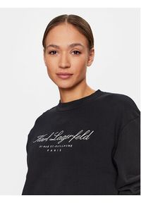 Karl Lagerfeld - KARL LAGERFELD Bluza 231W1800 Czarny Regular Fit. Typ kołnierza: dekolt w karo. Kolor: czarny. Materiał: bawełna