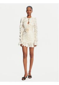 ROTATE Sukienka koktajlowa 113955858 Écru Slim Fit. Materiał: jedwab. Styl: wizytowy #4
