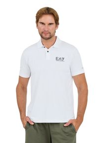 EA7 Emporio Armani - EA7 Biała męska koszulka polo Ventus 7, Rozmiar XL. Typ kołnierza: polo. Kolor: biały #6