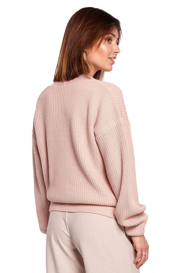 BE Knit - Swobodny sweter kardigan na guziki. Materiał: jeans, akryl. Styl: elegancki