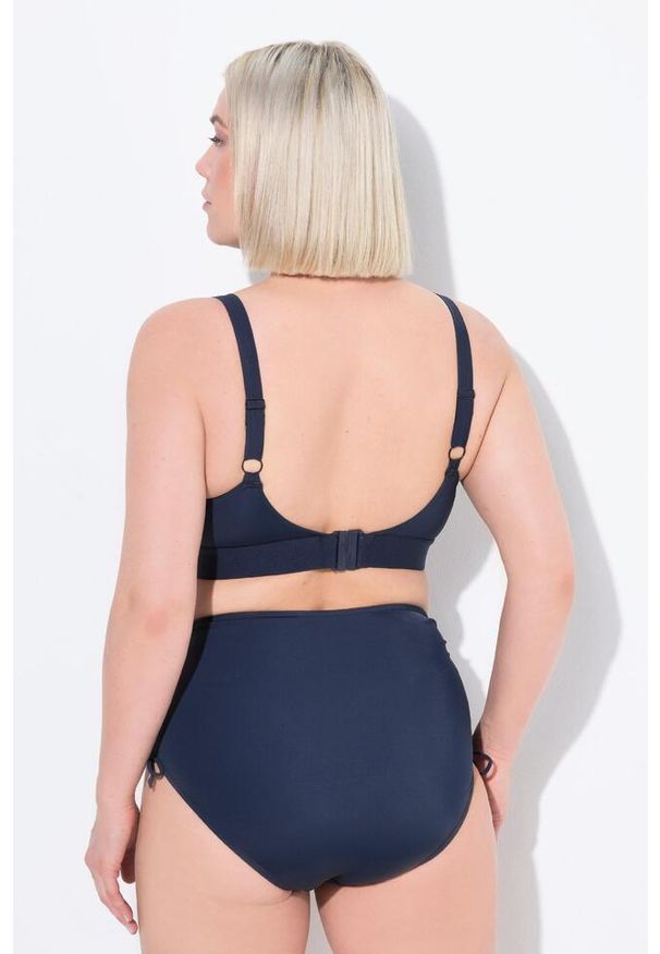 ULLA POPKEN - Damska Góra od bikini bez miękkich miseczek na podszewce z recyklingu. Kolekcja: plus size. Kolor: niebieski. Materiał: poliester, elastan, poliamid, materiał