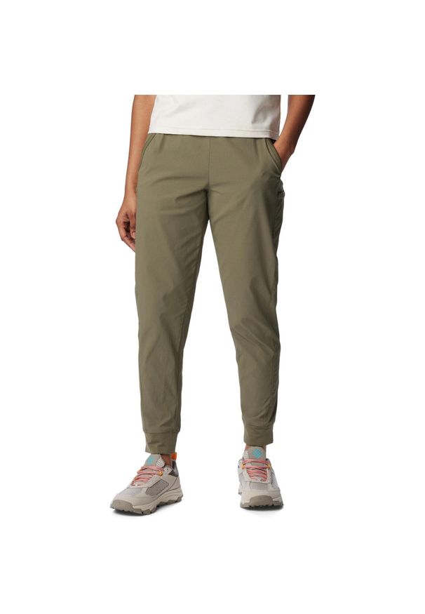 columbia - Spodnie turystyczne damskie Columbia Leslie Falls Jogger. Kolor: zielony. Materiał: elastan, nylon. Sport: turystyka piesza