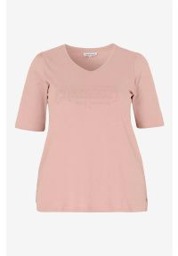 Zhenzi - T-shirt Cielo. Kolor: różowy. Materiał: materiał, bawełna. Długość rękawa: krótki rękaw. Długość: krótkie. Wzór: nadruk. Styl: elegancki