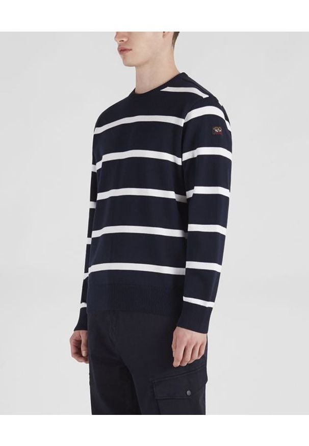 PAUL & SHARK - Bawełniany sweter w paski. Okazja: na co dzień. Kolor: biały. Materiał: bawełna. Wzór: paski. Styl: casual