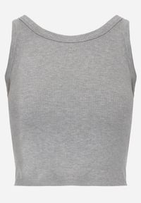 Born2be - Szary Top z Prążkowanego Materiału Zitessa. Okazja: na co dzień. Kolor: szary. Materiał: prążkowany, materiał. Długość rękawa: na ramiączkach. Styl: casual, elegancki, klasyczny #2