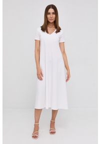 Max Mara Leisure Sukienka kolor biały midi rozkloszowana. Kolor: biały. Materiał: dzianina. Typ sukienki: rozkloszowane. Długość: midi