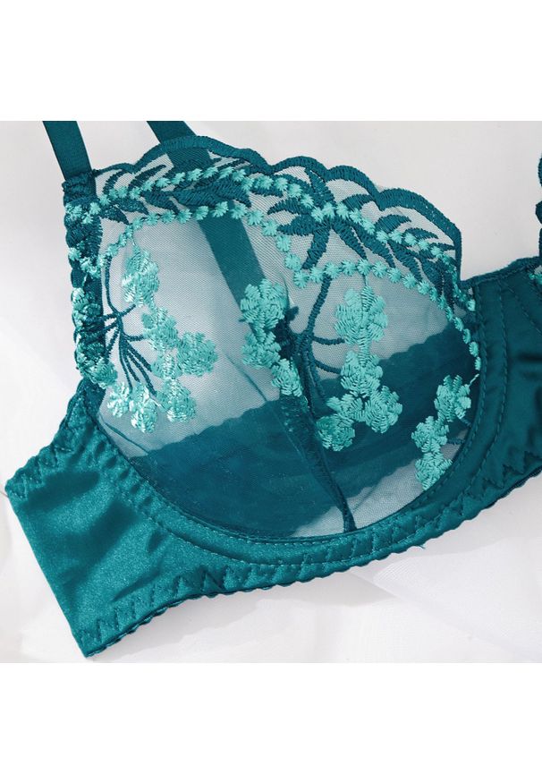 Intica - Komplet bielizny haftowanej z koronką regulowany Elfgund. Kolor: czerwony. Materiał: koronka. Wzór: haft, koronka