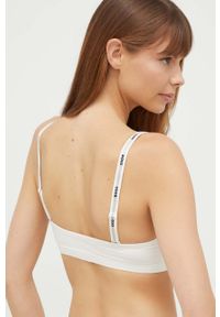 BOSS biustonosz kolor beżowy gładki. Kolor: beżowy. Materiał: materiał, wiskoza. Rodzaj stanika: odpinane ramiączka. Wzór: gładki #2