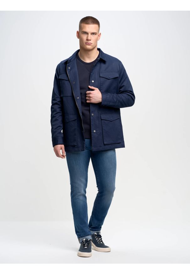 Big-Star - Bluza męska granatowa Marltones 403. Okazja: na co dzień. Kolor: niebieski. Materiał: bawełna, materiał. Styl: sportowy, casual
