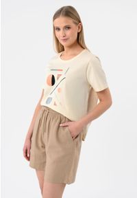 Volcano - Koszulka z printem T-HAUS. Materiał: bawełna, materiał. Długość rękawa: krótki rękaw. Długość: krótkie. Wzór: nadruk. Sezon: wiosna, lato. Styl: glamour, klasyczny #1