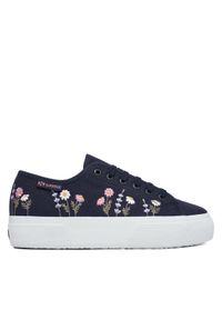 Superga Tenisówki 3740 Platform Flower Embroidery Leggera S5138TW Granatowy. Kolor: niebieski. Materiał: materiał. Obcas: na platformie #1
