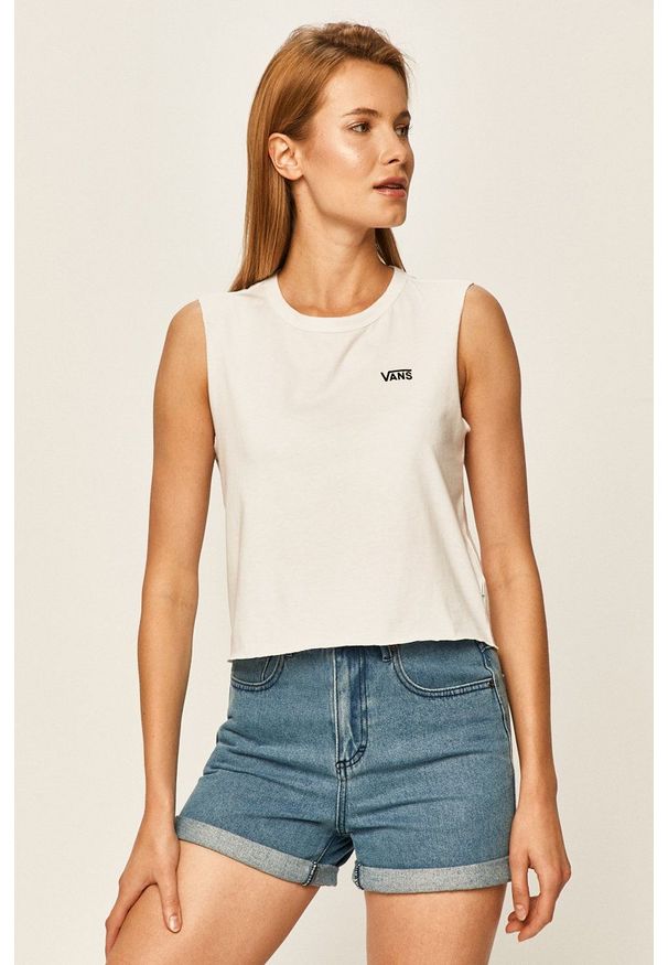 Vans - Top. Okazja: na co dzień. Kolor: biały. Wzór: aplikacja. Styl: casual