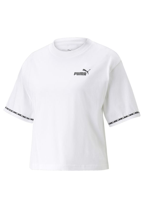 T-shirt z krótkim rękawem damski Puma POWER TAPE. Kolor: biały. Długość rękawa: krótki rękaw. Długość: krótkie