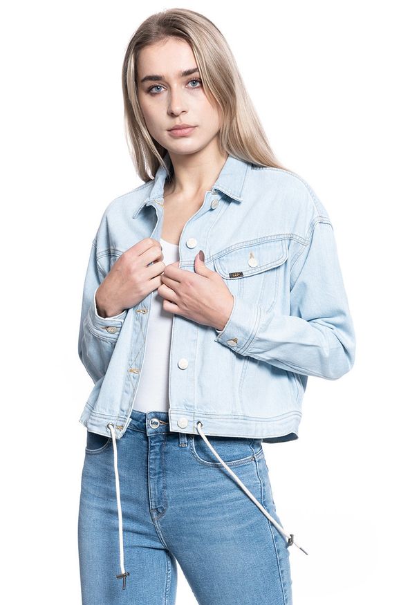 Lee - DAMSKA KURTKA JEANSOWA LEE RIDER DRAWSTRING JKT RELAXED L54LGGQB 112112791. Materiał: jeans