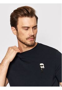 Karl Lagerfeld - KARL LAGERFELD T-Shirt Crewneck 755027 500221 Granatowy Regular Fit. Typ kołnierza: dekolt w karo. Kolor: niebieski. Materiał: bawełna #4