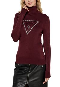 Guess - GUESS Bordowy damski golf Triangle Logo, Rozmiar M. Typ kołnierza: golf. Kolor: czerwony #5