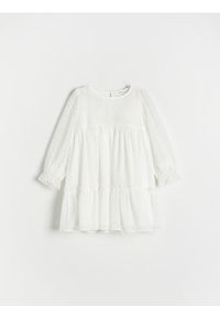 Reserved - Wzorzysta sukienka - złamana biel. Materiał: tkanina #1