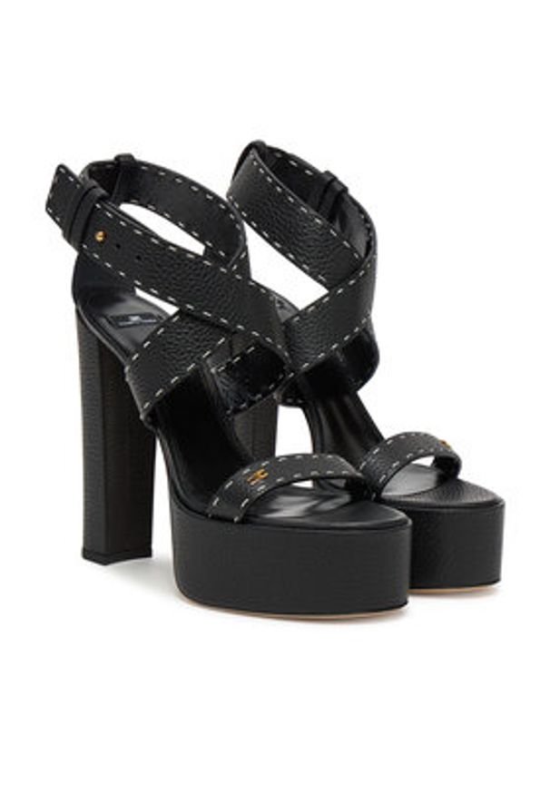 Elisabetta Franchi Sandały SA-08L-52E2-V580 Czarny. Kolor: czarny. Materiał: skóra