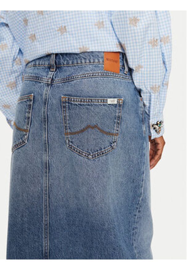 Mustang Spódnica jeansowa Eureka 1015589 Niebieski Slim Fit. Kolor: niebieski. Materiał: bawełna