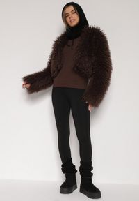 Born2be - Czarne Gładkie Legginsy z Wysokim Stanem Ociepleniem i Zapiętkami Ferisanna. Okazja: na co dzień. Stan: podwyższony. Kolor: czarny. Wzór: gładki. Styl: casual #3